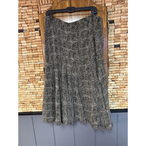 Vintage 90s Jones New York Collection Silk Fit & Flare Skirt Black Patterned 16